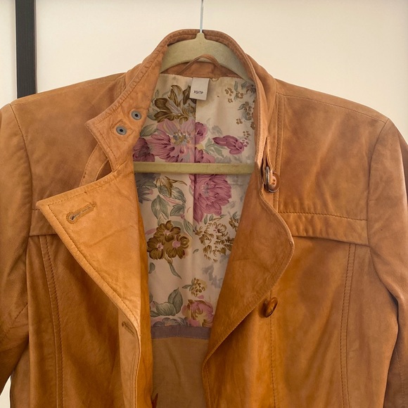 Leather camel motto jacket - Picture 5 of 10